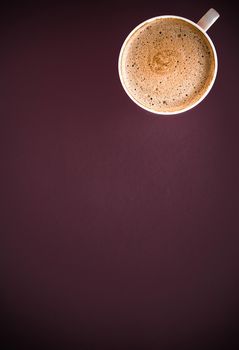 Coffee in the morning, flatlay background with copyspace