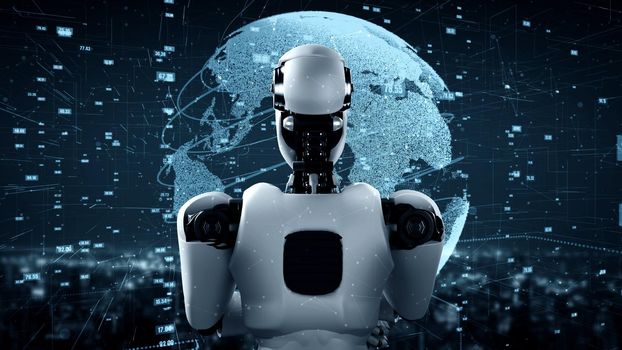Futuristic robot artificial intelligence huminoid AI data analytic technology