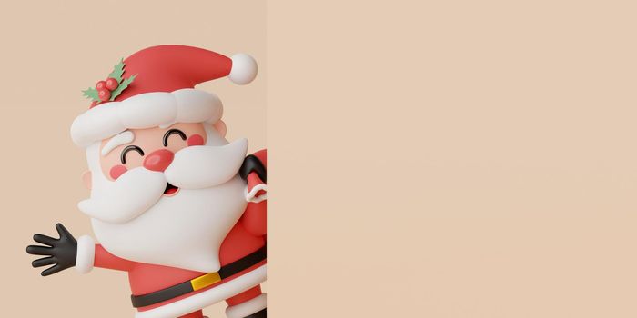3d illustration banner of Santa Claus with copy space for text or advertisement