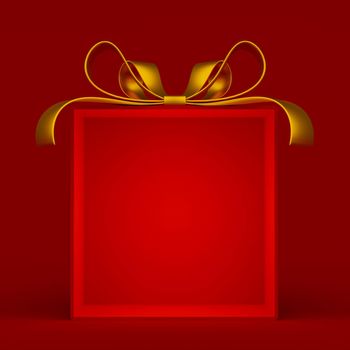 3d illustration of Red empty Christmas gift box for advertisement