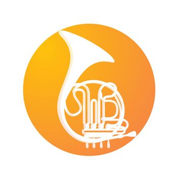 French Horn icon in orange color