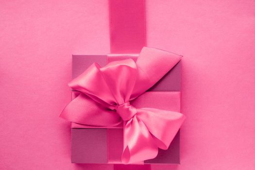 Pink gift boxes, feminine style flatlay background