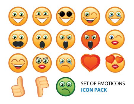 Icon Pack of Emotion Smiles on White Background
