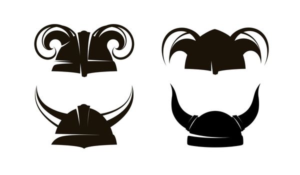 Horned Helmets of the Vikings, Vector Set