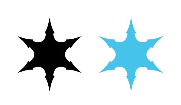 Vector silhouettes of Snowflakes in blue and black colors.