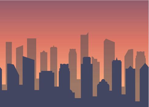 Vector Background with City for Business web site footer