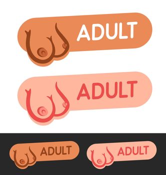 Vector set of labels with Sexy Boobs of young girls for sex shops and bra stores.