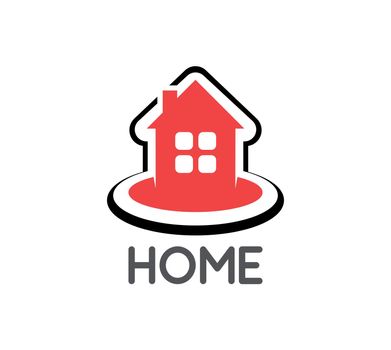 Logo with an orange cottage house. Vector illustration for real estate and realty companies.