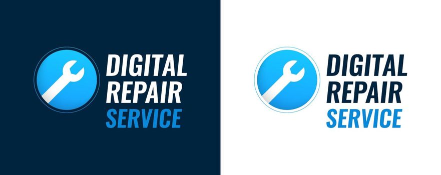 Repair Service of digital equipment - Vector illustration with spanner and captions