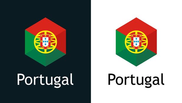 Vector icon of Portugal flag on black and white