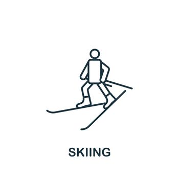 Skiing icon. Line simple icon for templates, web design and infographics