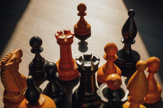 The pawn as a leader ahead of the chess pieces.