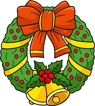 Christmas Wreath With Bells Cartoon Clipart