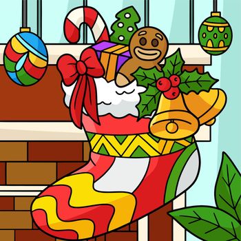 Christmas Stocking Colored Cartoon Illustration