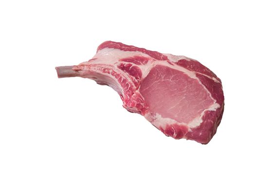 Raw pork loin on the bone with bacon