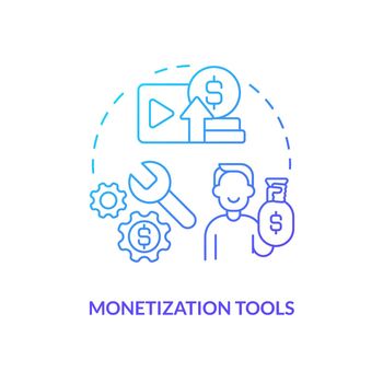 Monetization tools blue gradient concept icon