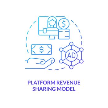 Platform revenue sharing model blue gradient concept icon