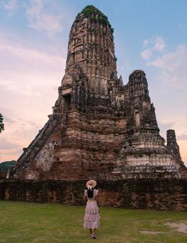 Ayutthaya, Thailand at Wat Chaiwatthanaram during sunset