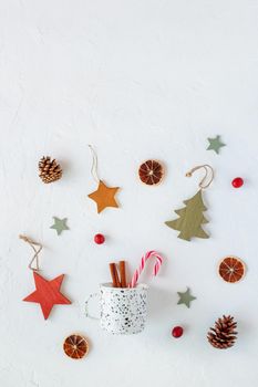Christmas background with Christmas zero waste decoration, copy space