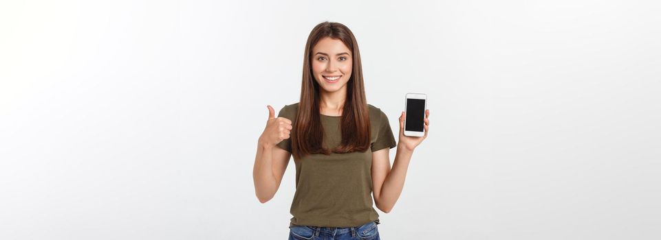 Girl Holding Smart Phone - Beautiful smiling girl holding a smart phone