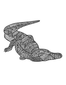 Crocodile Mandala Coloring Pages for Adults