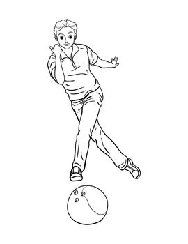 Bowling Isolated Coloring Page for Kids