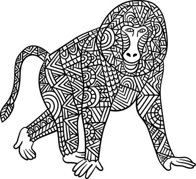 Baboon Mandala Coloring Pages for Adults