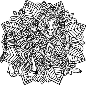 Baboon Mandala Coloring Pages for Adults