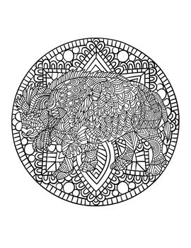 Bison Mandala Coloring Pages for Adults