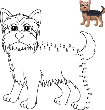 Dot to Dot Yorkshire Terrier Isolated Coloring