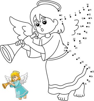 Dot to Dot Christmas Angel Isolated Coloring Page