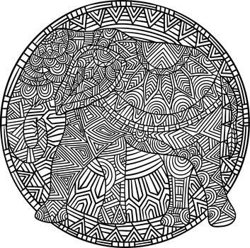 Elephant Mandala Coloring Pages for Adults