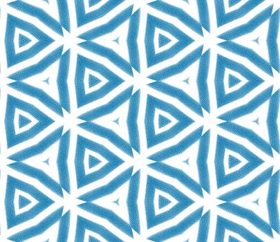 Medallion seamless pattern. Blue symmetrical