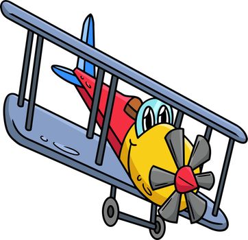 This cartoon clipart shows a Propeller Plane with a Face Vehicle illustration.