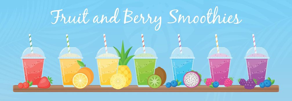 Vitamin smoothie cocktail summer set illustration