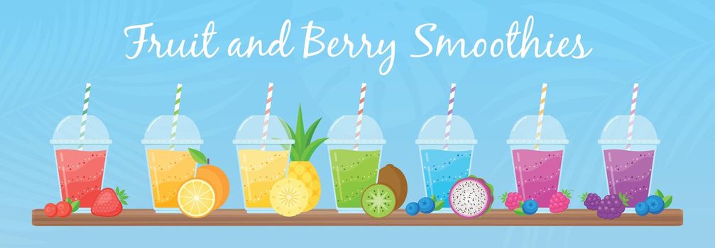 Fruit smoothie shake cocktail set menu template