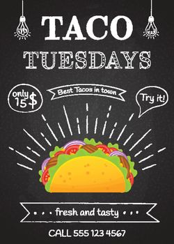 Traditional mexican fastfood taco tuesday poster
