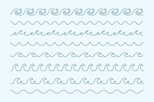 Waves curve line style sea pattern borders
