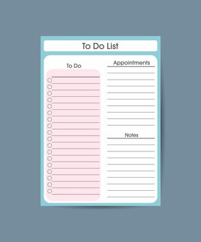 Simple weekly planner pink white with daily routine , priorities, to do list and notes table template vector