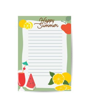 Weekly and daily Planner template Schedule with Notes and To Do List with summer items Vector illustration