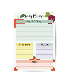 simple simple printable to do list. Daily planner with cute summer fruits flat style vector illustration