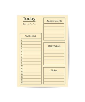, daily planners, note paper, sticker templates. Vector illustration. Isolated elements.