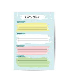 planner template. Daily checklist. Organize and schedule with a place for Notes. Vector illustration Nice and trendy.