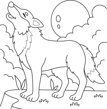 Wolf Animal Coloring Page for Kids