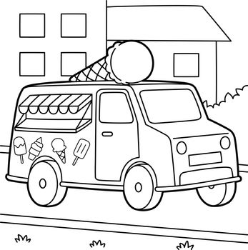 Ice Cream Truck Vehicle Coloring Page for Kids