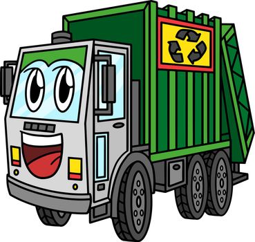 Garbage Truck with Face Vehicle Cartoon Clipart