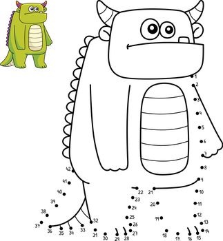 Dot to Dot Creepy Monster Isolated Coloring Page