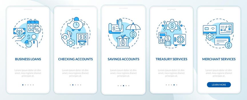 Business banking blue onboarding mobile app screen
