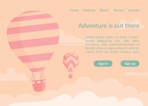 Hot air balloons website landing page vector