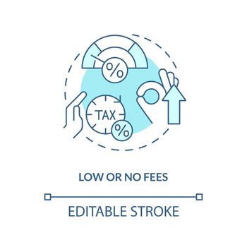 Low or no fees turquoise concept icon